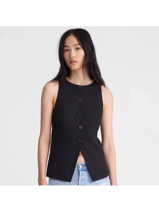 Madewell Tops - NEW Madewell Crewneck Cutaway Vest Drapey Twill Sz 8 TRUE BLACK Tank $98 #NW061